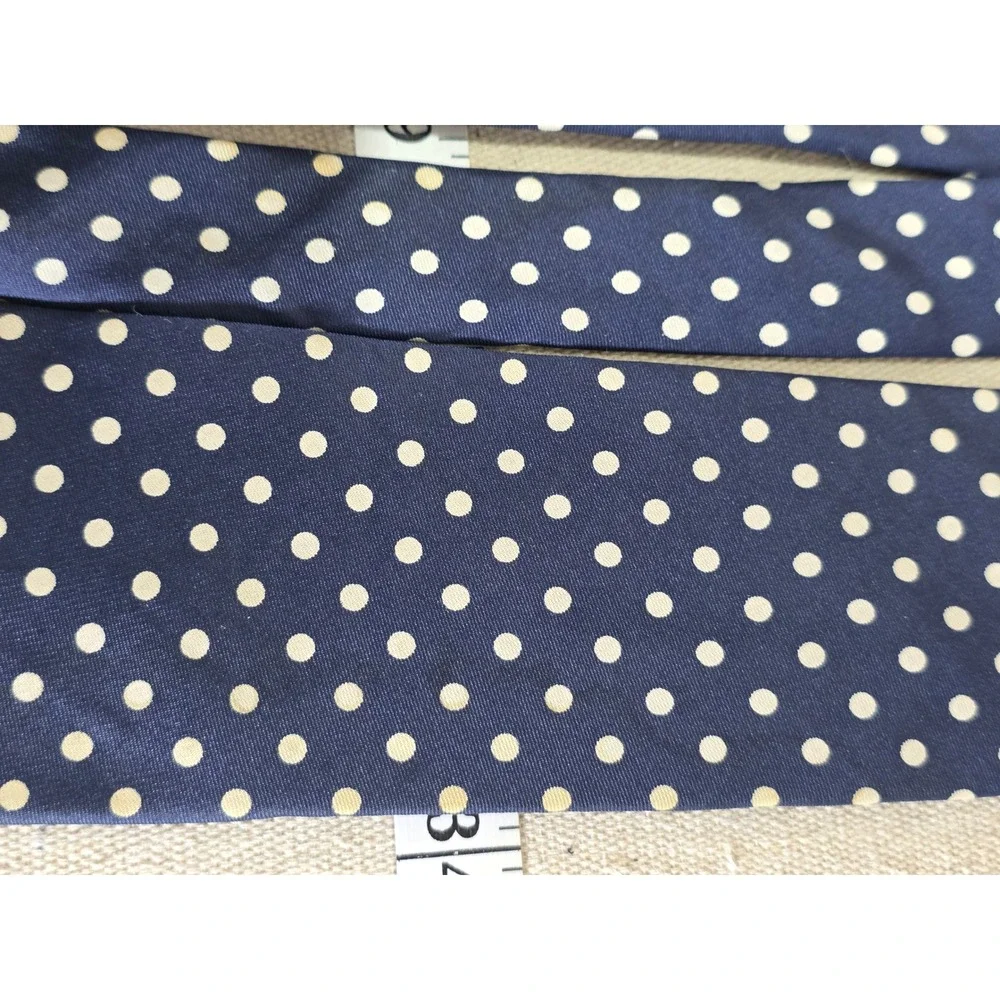 Bill Blass Mens Silk Polka Dot Tie Navy Blue Cream Handmade USA Printed Italy